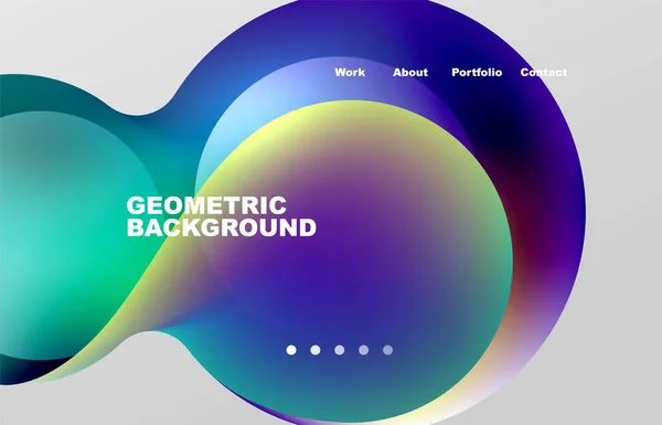 Landing Page Abstract Liquid Background Flowing Shapes Design Circle Web — Vettoriale Stock