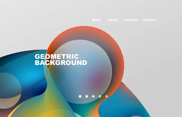 Landing Page Abstract Liquid Background Flowing Shapes Design Circle Web —  Vetores de Stock