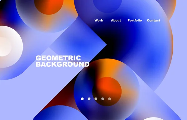 Website Landing Page Abstract Geometric Background Circles Shapes Web Page — Stockový vektor