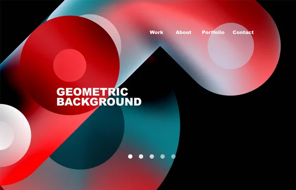 Website Landing Page Abstract Geometric Background Circles Shapes Web Page — Archivo Imágenes Vectoriales