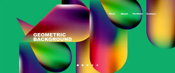 Glassmorphism Landing Page Background Template Colorful Glass Shapes Metallic Effect — Διανυσματικό Αρχείο