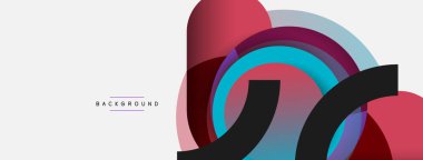 Yaratıcı geometrik duvar kağıdı. Asgari soyut arkaplan. Duvar kağıdı arkaplanı veya iniş sayfası için daire bileşimi vektör çizimi