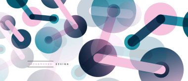 Çizgi noktaları geometrik soyut arkaplan bağlantıları. Çizgilerle birbirine bağlı çemberler. Duvar kağıdı, afiş, arkaplan veya iniş için moda tekno iş şablonu