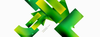 Dinamik bileşim, parlak geometrik şekiller soyut arkaplan. Duvar kağıdı, afiş, arkaplan veya iniş için moda tekno iş şablonu