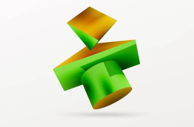 Vector 3d abstract background. Shapes 3d triangle and cylinder. Trendy techno business template for wallpaper, banner, background or landing
