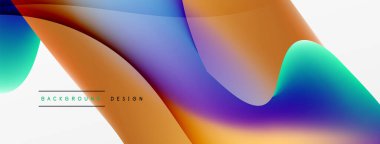 Akışkan renk soyut arkaplanı. Sıvı eğimleri, dalga desenleri. Duvar kağıdı, afiş, arkaplan veya iniş için moda tekno iş şablonu