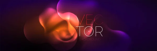 Glowing Neon Lights Abstract Shapes Composition Magic Energy Concept Template — Stock vektor