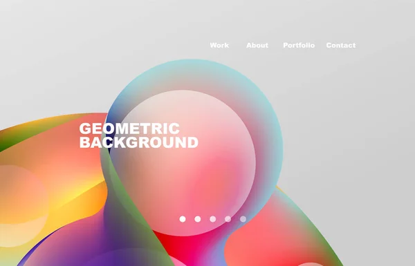 Landing Page Abstract Liquid Background Flowing Shapes Design Circle Web — Vetor de Stock