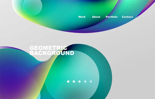 Landing Page Abstract Liquid Background Flowing Shapes Design Circle Web — Vector de stock