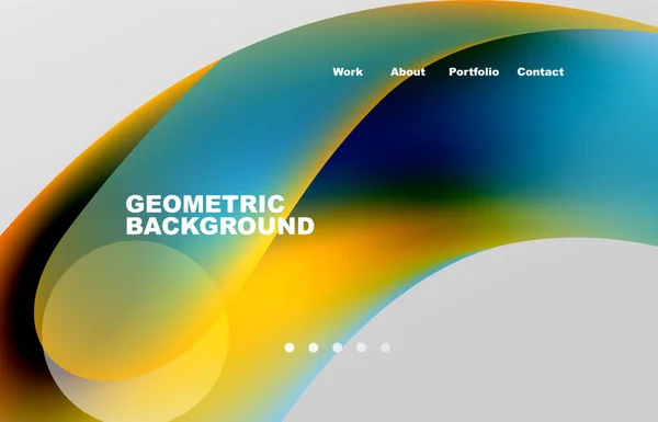 Landing Page Abstract Liquid Background Flowing Shapes Design Circle Web — Stockvektor