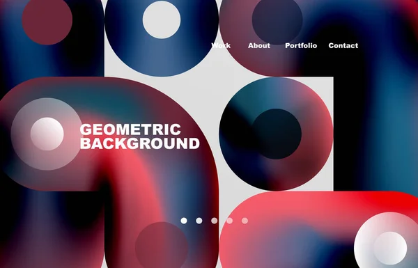 Circles Shapes Landing Page Abstract Geometric Background Web Page Website — ストックベクタ