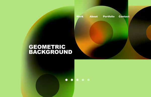 Website Landing Page Abstract Geometric Background Circles Shapes Web Page — Stockvektor