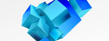 3d cubes vector abstract background. Composition of 3d square shaped basic geometric elements. Trendy techno business template for wallpaper, banner, background or landing