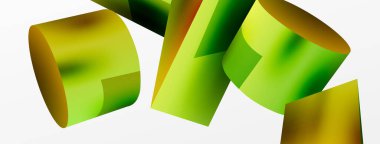 Vektör 3d soyut arkaplan. Şekiller 3 boyutlu üçgen ve silindir. Duvar kağıdı, afiş, arkaplan veya iniş için moda tekno iş şablonu