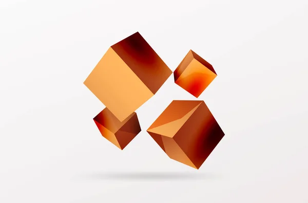 Cubes Vector Abstract Background Composition Square Shaped Basic Geometric Elements — Vetor de Stock