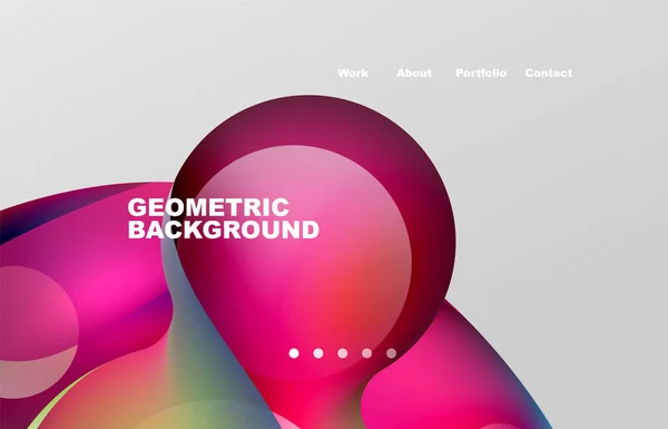 Landing Page Abstract Liquid Background Flowing Shapes Design Circle Web — Archivo Imágenes Vectoriales