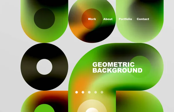 Circles Shapes Landing Page Abstract Geometric Background Web Page Website — Archivo Imágenes Vectoriales