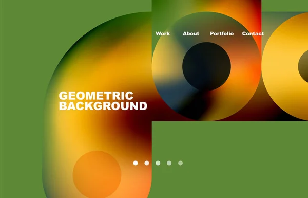 Website Landing Page Abstract Geometric Background Circles Shapes Web Page — Vector de stock