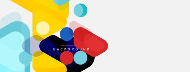 Soyut yuvarlak geometrik şekiller ve daireler. Duvar kağıdı, afiş, arkaplan veya iniş için moda tekno iş şablonu