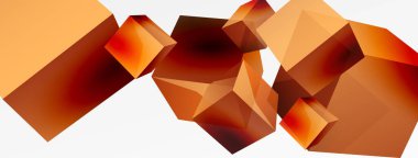 3d küp vektör soyut arkaplan. 3d kare şeklindeki temel geometrik elementlerin bileşimi. Duvar kağıdı, afiş, arkaplan veya iniş için moda tekno iş şablonu