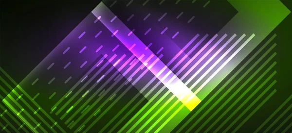 Hintergrund Tapete Neon Glühende Linien Und Geometrische Formen Dunkles Hintergrundbild — Stockvektor