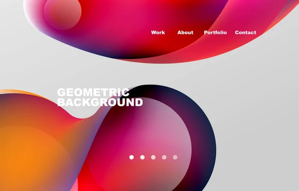 Landing Page Abstract Liquid Background Flowing Shapes Design Circle Web — Archivo Imágenes Vectoriales