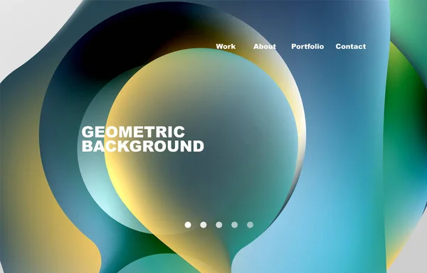 Landing Page Abstract Liquid Background Flowing Shapes Design Circle Web — Archivo Imágenes Vectoriales