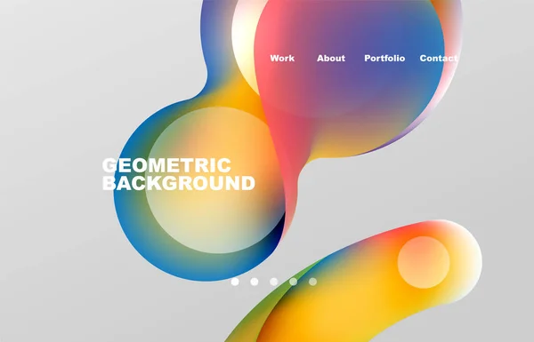 Landing Page Abstract Liquid Background Flowing Shapes Design Circle Web — Archivo Imágenes Vectoriales