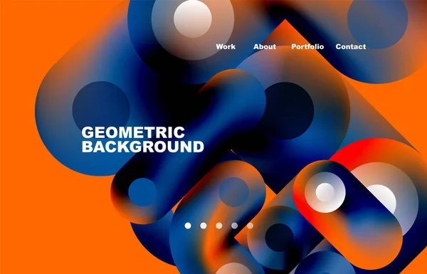Circles Shapes Landing Page Abstract Geometric Background Web Page Website — Stockvector