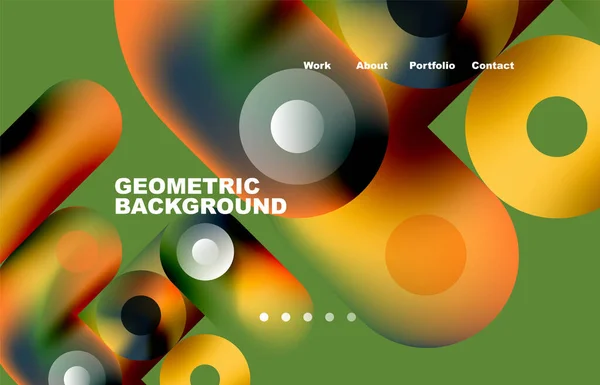 Circles Shapes Landing Page Abstract Geometric Background Web Page Website — Archivo Imágenes Vectoriales