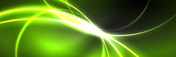 Neon Zářící Tekutiny Vlnové Linie Magie Energie Prostor Světlo Koncept — Stockový vektor