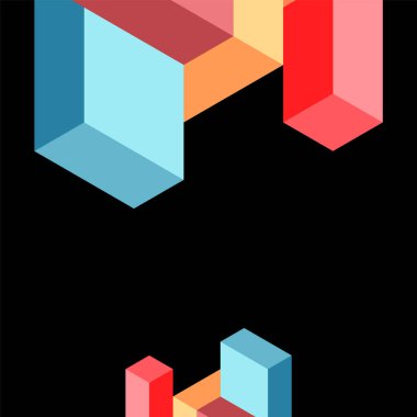 Soyut arkaplan. 3 boyutlu küp, küp elementler ve bloklar. Duvar kağıdı, afiş, arkaplan, iniş sayfası için tekno veya iş konsepti