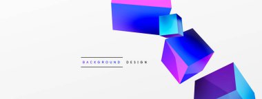 3d vektör soyut arkaplan. Uçan küp kompozisyonu. Duvar kağıdı, afiş, arkaplan veya iniş için moda tekno iş şablonu