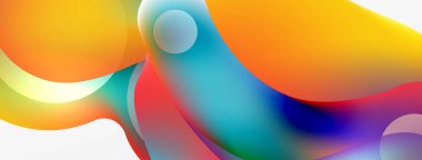 Fluid abstract background. Liquid color gradients composition. Round shapes and circle flowing design for wallpaper, banner, background or landing