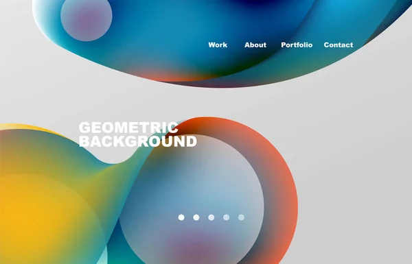 Landing Page Abstract Liquid Background Flowing Shapes Design Circle Web — Vetor de Stock