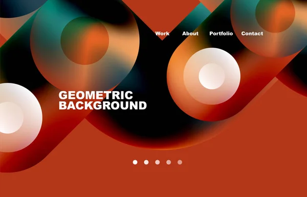 Website Landing Page Abstract Geometric Background Circles Shapes Web Page — Archivo Imágenes Vectoriales