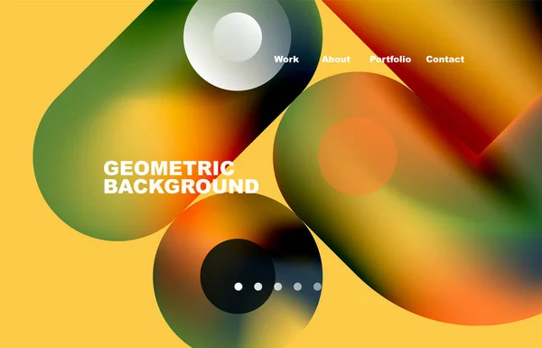 Website Landing Page Abstract Geometric Background Circles Shapes Web Page — Stockvektor