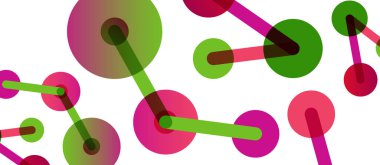 Soyut arkaplan. Yuvarlak noktalar çizgilerle birleşti. Duvar kağıdı, afiş, arkaplan veya iniş için moda tekno iş şablonu