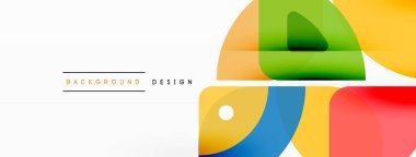 Renkli minimetrik geometrik soyut arkaplan. Yuvarlak elementlerle üçgen şekli, daireler. Duvar kağıdı, afiş, arkaplan veya iniş için moda tekno iş şablonu