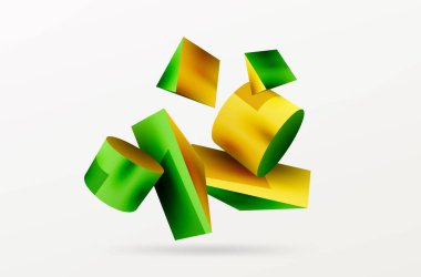 Metallic 3d shape vector geometric background. Trendy techno business template for wallpaper, banner, background or landing