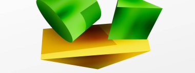 Metalik 3d şekil vektör geometrik arkaplan. Duvar kağıdı, afiş, arkaplan veya iniş için moda tekno iş şablonu