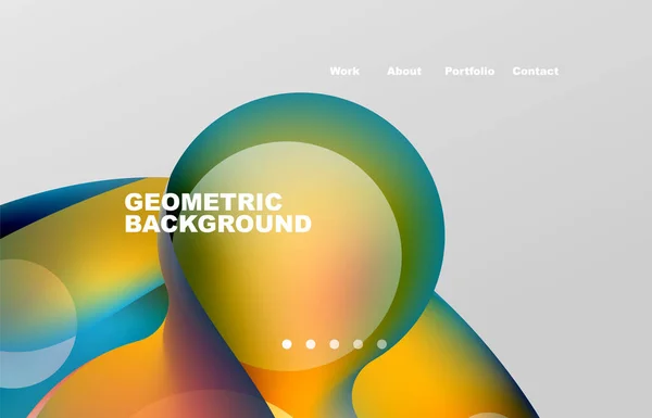 Landing Page Abstract Liquid Background Flowing Shapes Design Circle Web — Archivo Imágenes Vectoriales