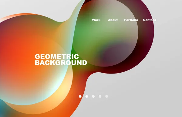 Landing Page Abstract Liquid Background Flowing Shapes Design Circle Web — Stok Vektör