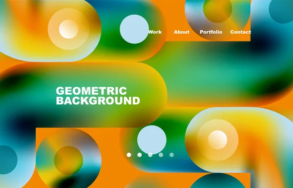 Website Landing Page Abstract Geometric Background Circles Shapes Web Page — Vetor de Stock