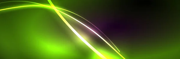 Fluide Néon Rayonnant Lignes Onde Concept Lumière Espace Énergie Magique — Image vectorielle