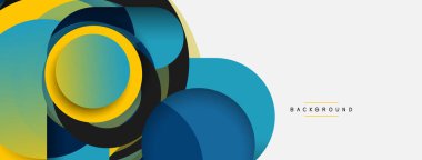 Çember ve yuvarlak şekiller soyut arkaplan. Duvar kağıdı afişi veya iniş sayfası için vektör illüstrasyonu