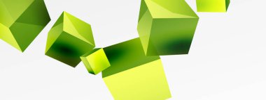3d cubes vector abstract background. Composition of 3d square shaped basic geometric elements. Trendy techno business template for wallpaper, banner, background or landing