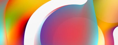 Fluid abstract background. Liquid color gradients composition. Round shapes and circle flowing design for wallpaper, banner, background or landing