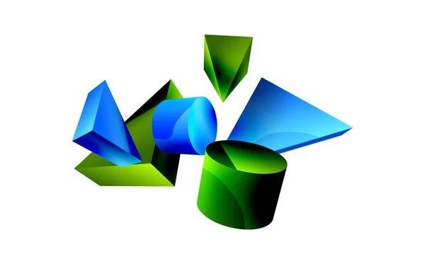 Vector Minimalist Geometric Abstract Background Triangle Cylinder Pyramid Basic Shape — Vector de stock