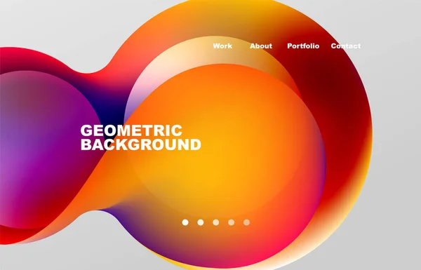 Landing Page Abstract Liquid Background Flowing Shapes Design Circle Web — ストックベクタ